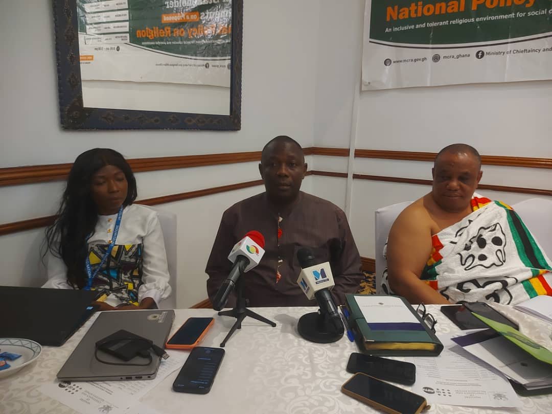 (left-right) Abigail Edem Hunu, UNFPA Officer in Charge of Programme Support for Gender and Human Rights, Dr. Harry Agbana, and Miyemliniaba Nii Adjei Asua Oweeni II, La Agbawe Mantse