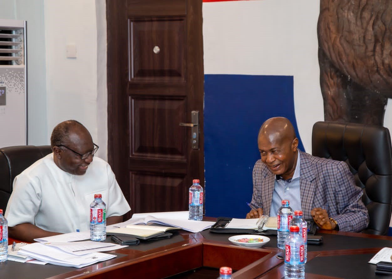 (Left) Ken Ofori-Atta, Minister of Finance with Stephen Ayensu Ntim, NPP National Chairman