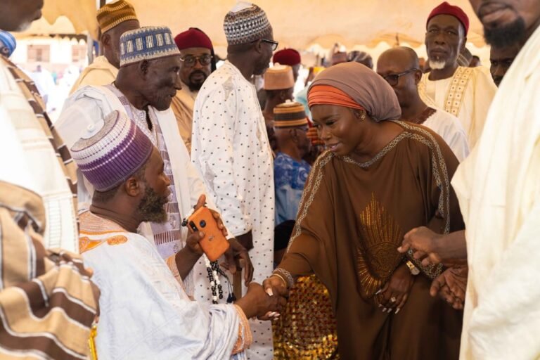 Ms Lumor exchanging pleasantries with some Islamic leaders in Oforikrom