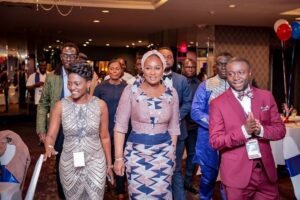 Second Lady Samira Bawumia flanked by some executives of the NPP-USA Chapter