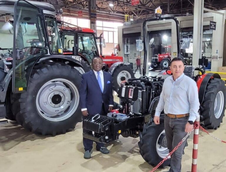 Dr Afriyie Akoto being taken to the showroom of Hattat Traktor